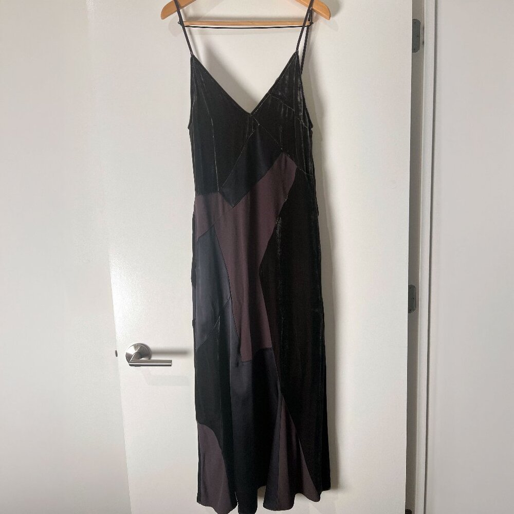ZARA Studio AW21 Patchwork Velvet & Satin Slip Dress — Maxi, Spaghetti Straps, O